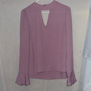 About A Girl Lavender Blouse with Keyhole Neckline